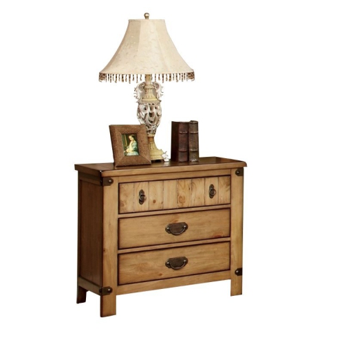 BOWERY HILL  3 Drawer Nightstand In Burnished Pine