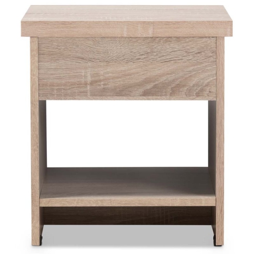 Hawthorne Collection 1 Drawer Wood Nightstand in Light Brown and Gray