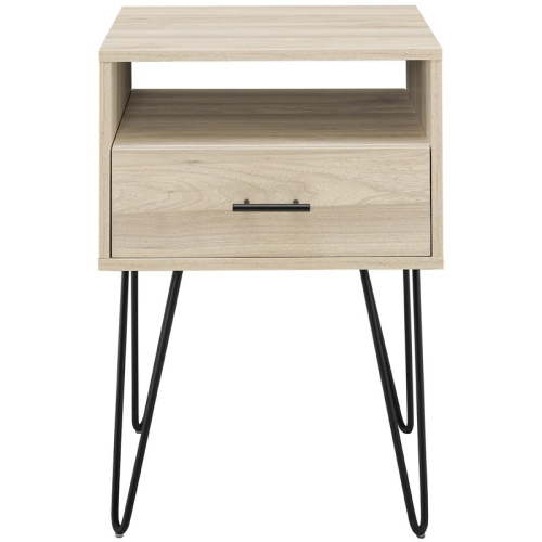 WALKER EDISON  18" Modern Single Drawer Hairpin Leg Bedroom Nightstand In Birch