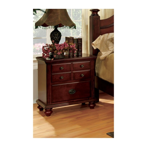 BOWERY HILL  Transitional Solid Wood 2-Drawer Nightstand In Cherry