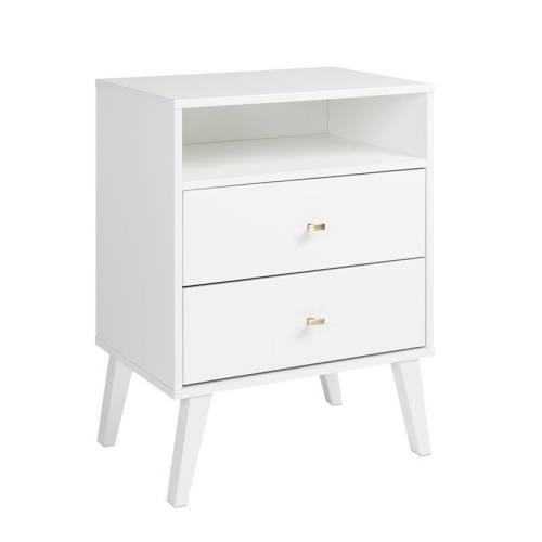 WRIGHT HOME  Mid Century Modern 2 Drawer Tall Nightstand In White