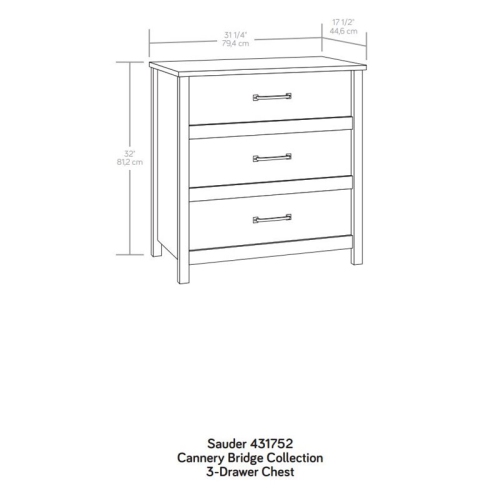Sauder Cannery Bridge Engineered Wood 3-Drawer Chest in Sindoori Mango