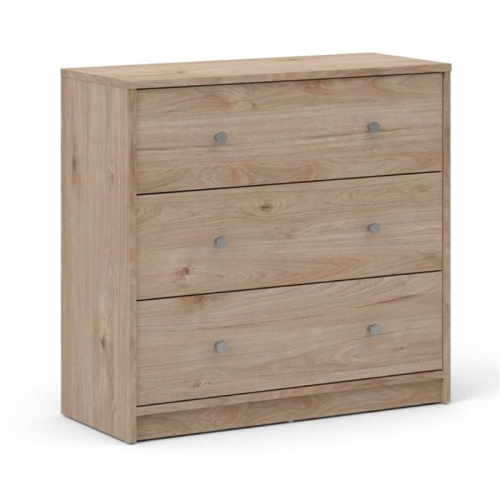 Tvilum Portland Contemporary 3 Drawer Chest in Jackson Hickory