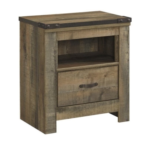 BOWERY HILL  1 Drawer Wood Nightstand In Brown