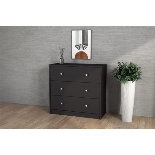 Tvilum Portland Contemporary 3 Drawer Chest in Black