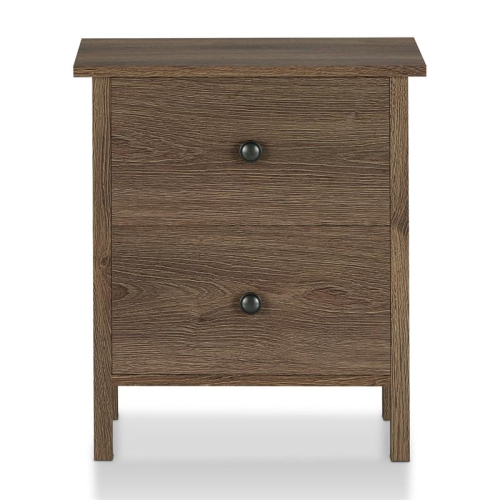 FURNITURE OF AMERICA  Daena Rustic Wood 2-Drawer Nightstand In Distressed Walnut