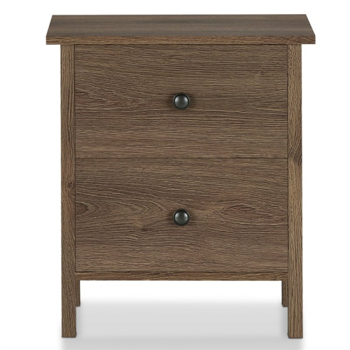 Furniture of America Daena Rustic Wood 2-Drawer Nightstand in Distressed Walnut