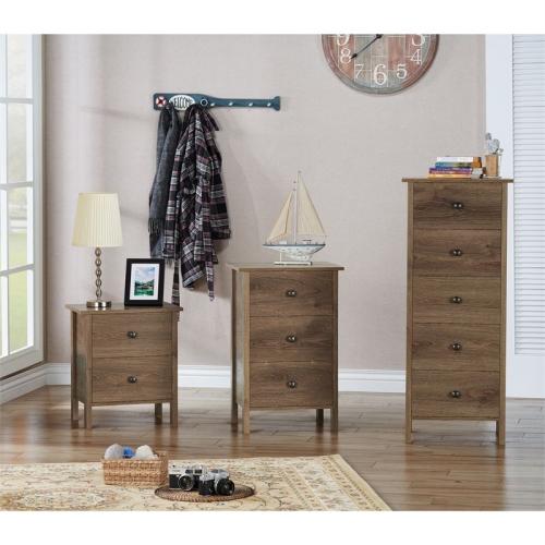 Furniture of America Daena Rustic Wood 2-Drawer Nightstand in Distressed Walnut