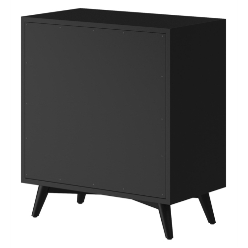 Bowery Hill Mid-Century Mid Century Modern Wood 3 Drawer Small Chest in Black