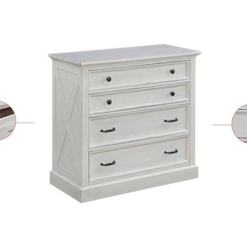 Homestyles Seaside Lodge Wood Chest in Off White