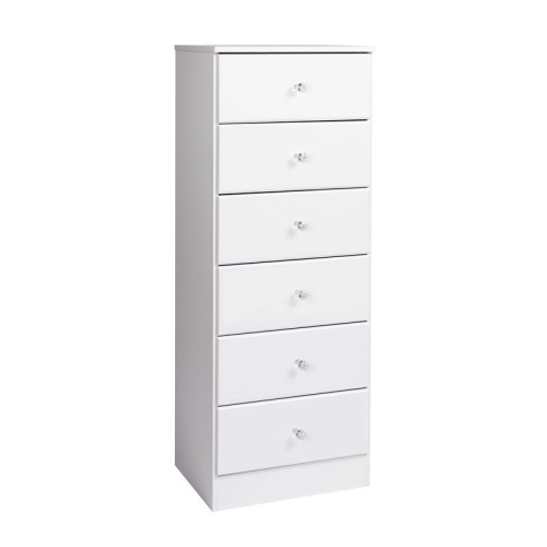 WRIGHT HOME  Contemporary Wood 6 Drawer Tall Chest In White