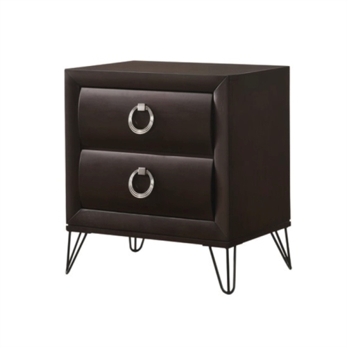 Bowery Hill Transitional 2 Drawer Nightstand in Dark Merlot