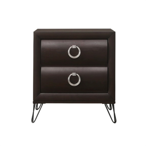 Bowery Hill Transitional 2 Drawer Nightstand in Dark Merlot