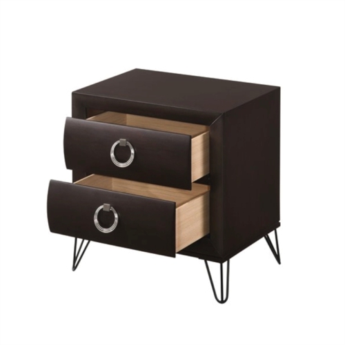 Bowery Hill Transitional 2 Drawer Nightstand in Dark Merlot