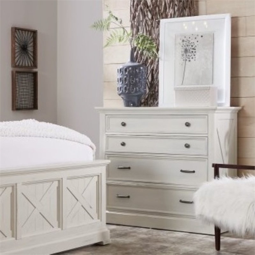 Bowery Hill 4 Drawer Wooden Chest in White