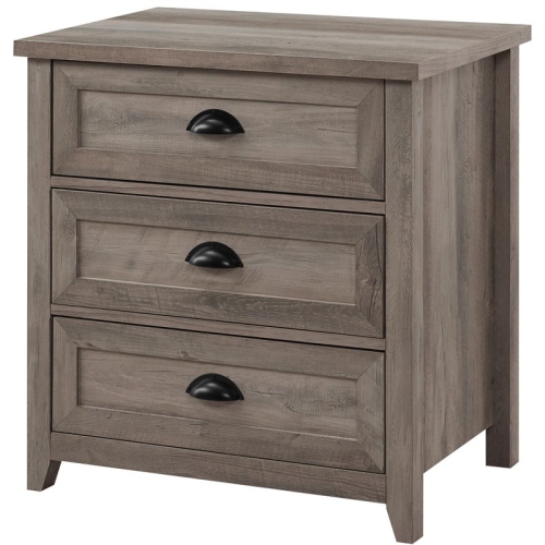 WALKER EDISON Odette 25" 3 Drawer Cup Handle Framed Bedroom Nightstand In Gray Wash