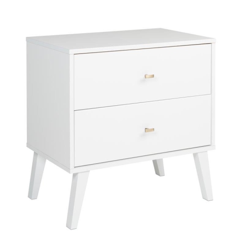 WRIGHT HOME  Mid-Century Modern Wood 2 Drawer Nightstand In White