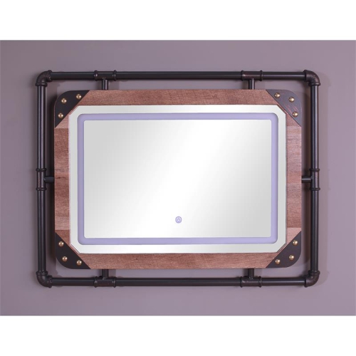 FURNITURE OF AMERICA  Karin Metal Wall Mirror With Led Light In In Brown