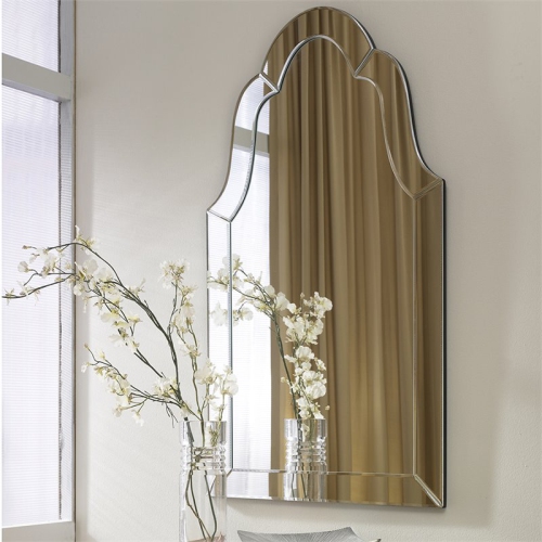 Bowery Hill Contemporary Frameless Arched Beveled Mirror