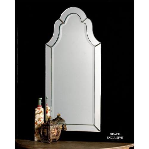 Bowery Hill Contemporary Frameless Arched Beveled Mirror
