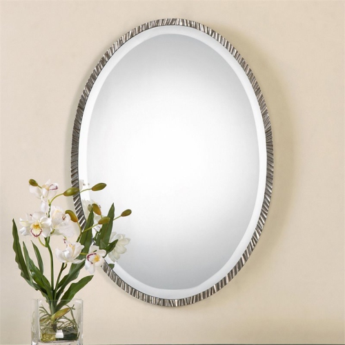 Bowery Hill Contemporary Metal Oval Wall Glass Mirror