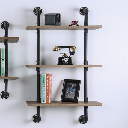 Furniture of America Hollis Industrial Wood 3-Tier Wall Display Shelf in Natural