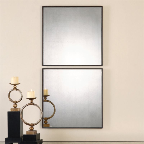 Bowery Hill Contemporary Antiqued Square Mirrors