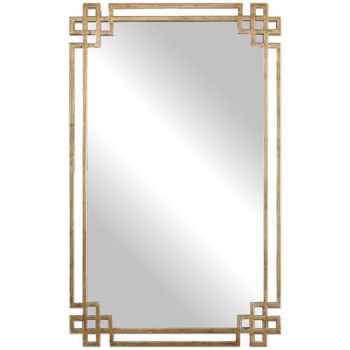 BOWERY HILL  Metal Framed Glass Mirror In Antique Gold Finish