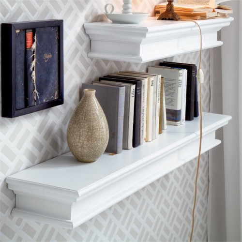 Beaumont Lane Extra Long Floating Wall Shelf in Pure White