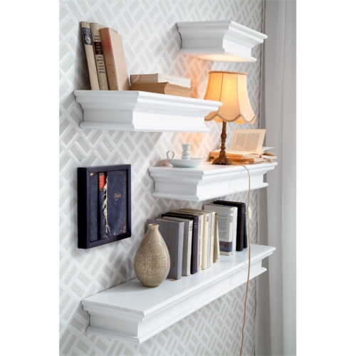 Beaumont Lane Extra Long Floating Wall Shelf in Pure White