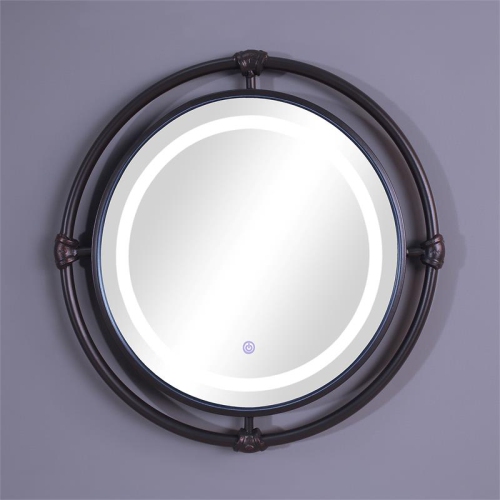 FURNITURE OF AMERICA  Mizen Metal Round Wall Mirror In Black And Copper