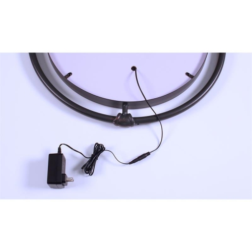 Furniture of America Mizen Metal Round Wall Mirror in Black and Copper