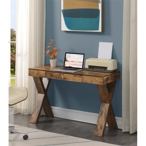 Convenience Concepts Newport One-Drawer Desk in Nutmeg Wood Finish
