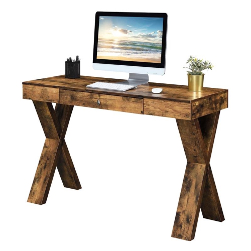 Convenience Concepts Newport One-Drawer Desk in Nutmeg Wood Finish