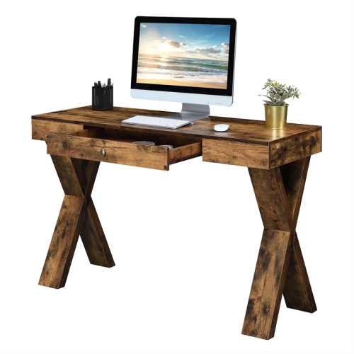 Convenience Concepts Newport One-Drawer Desk in Nutmeg Wood Finish