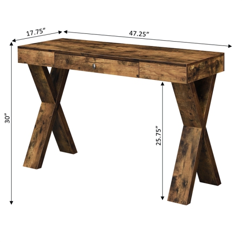 Convenience Concepts Newport One-Drawer Desk in Nutmeg Wood Finish