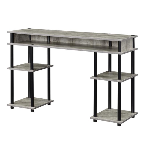 Designs2Go No-Tools Student Desk with Shelves in Light Gray Wood Finish
