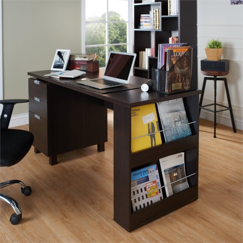 Scranton & Co Modern Office Desk in Espresso