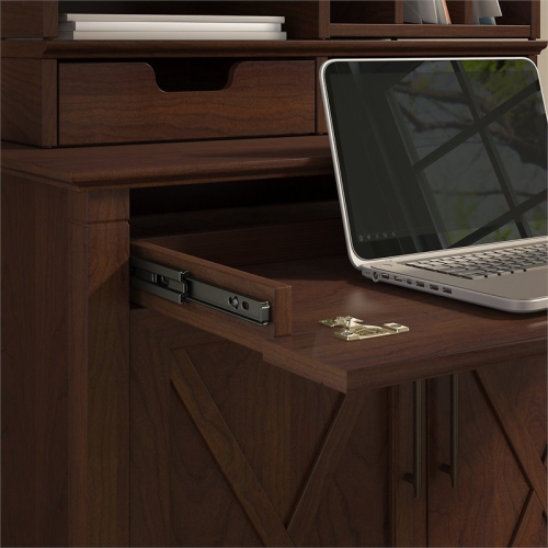 Bush Furniture Key West Secretary Desk with Keyboard Tray & Cabinet in Cherry