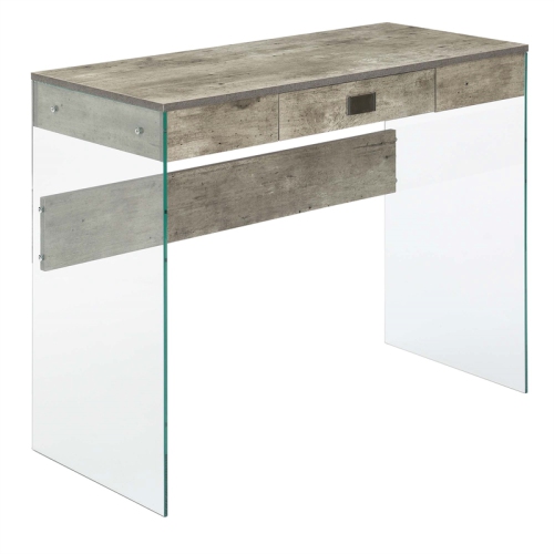 Convenience Concepts SoHo One-Drawer Glass 36-inch Desk in Gray Wood Finish