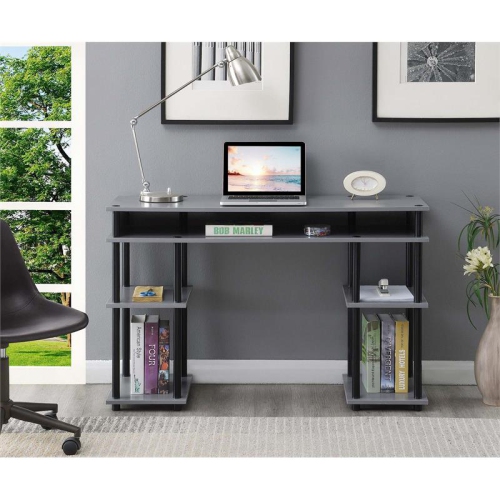 Designs2Go No-tools Student Desk in Gray Wood Finish and Black Steel Poles