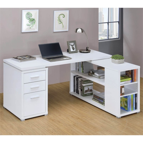 Pemberly Row L Shaped Writing Desk in White