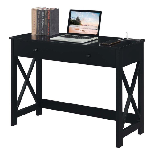 CONVENIENCE CONCEPTS  Oxford 42-Inch Desk With Charging Station In Wood In Black