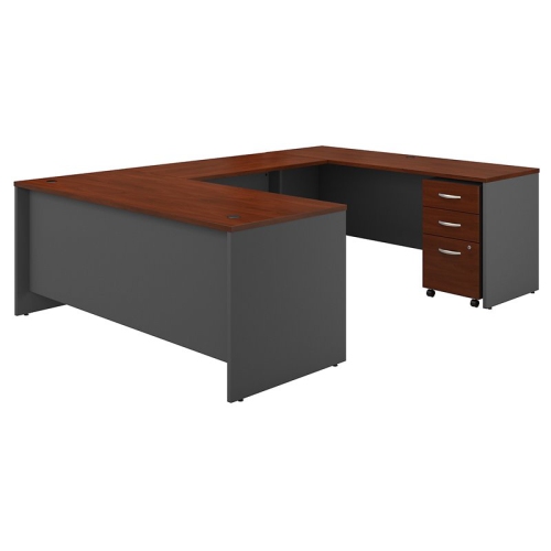 BBF Series C 72"w U-Shaped Desk With Mobile File Cabinet In Hansen Cherry