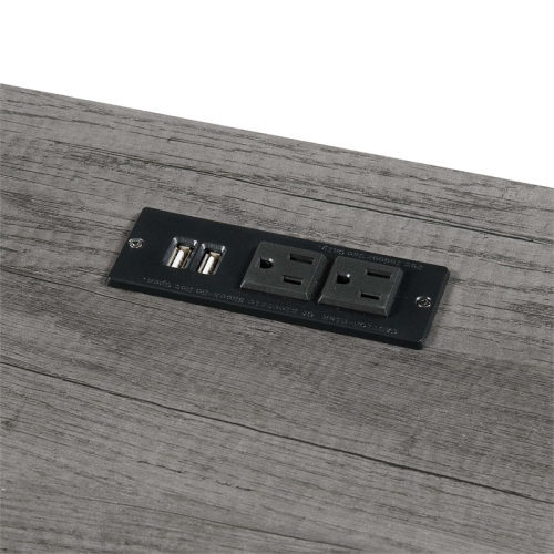 Convenience Concepts Designs2Go Trestle Desk with Charging Station in Gray Wood