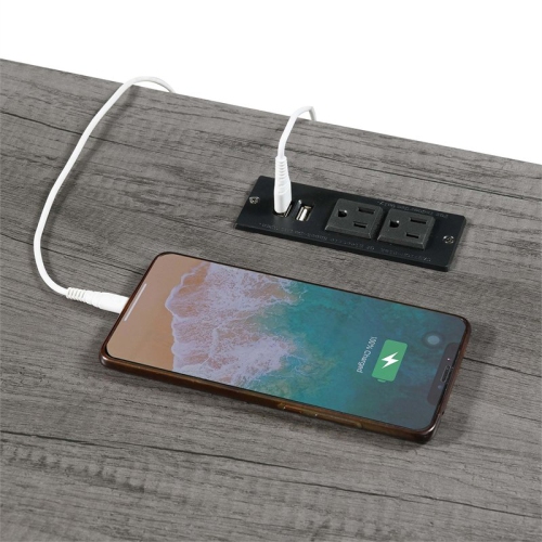 Convenience Concepts Designs2Go Trestle Desk with Charging Station in Gray Wood