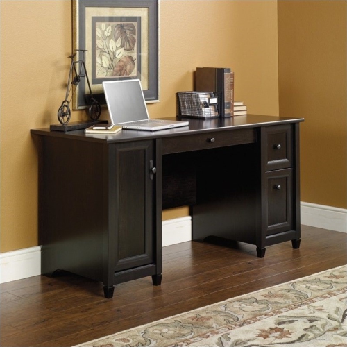Pemberly Row Contemporary Computer Desk in Estate Black