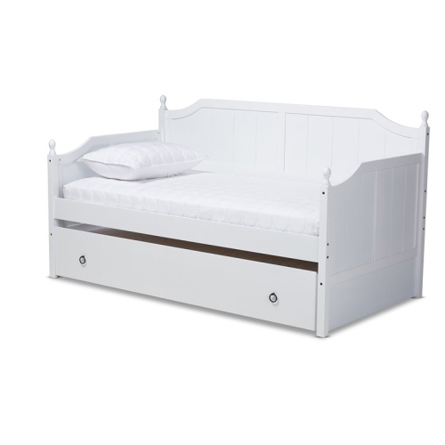 BOWERY HILL  Wood Twin Daybed With Trundle In White