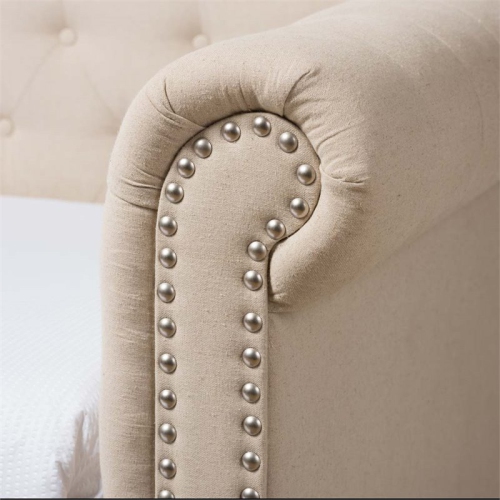 Bowery Hill Contemporary Fabric Daybed with Trundle in Light Beige