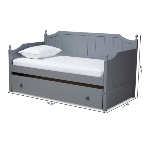 Bowery Hill Wood Twin Daybed with Trundle in Gray
